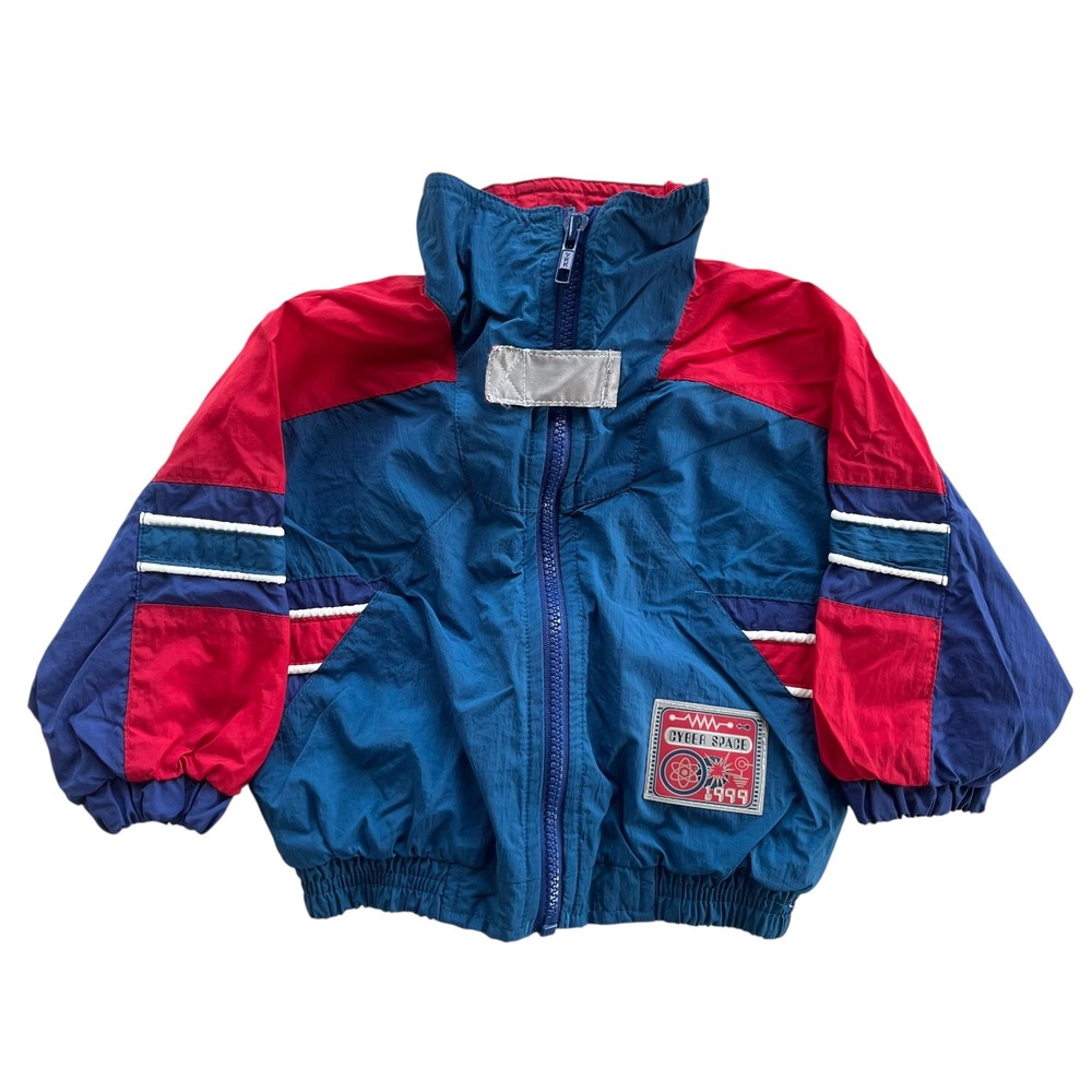 Vintage Weather Tamer 18M Blue Red 1999 Cyber Space Windbreaker Outerwear Jacket